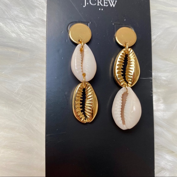 J.Crew Factory Cowrie Shell Drop Earrings - Picture 2 of 4